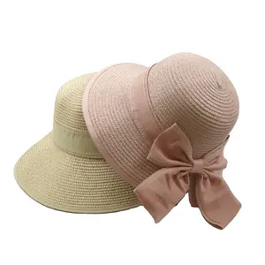 2023 New Fashion Straw Bucket Hat Paper Plait Sun protection Hats Supplier For Ladies Summer Beach