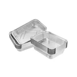 Aluminiumfolie Voedselbakken Zware Full Size No.1 Afhaalmaaltijden Catering Wegwerp Aluminiumfolie Containers Met Plastic Deksels