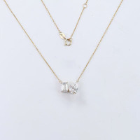 Collana con Pendente in Oro 18K e Diamanti Coltivati in Laboratorio per Donne, Doppio Diamante a Goccia e Quadrato, Catena alla Moda, Gioielli Raffinati, Collane Delicate