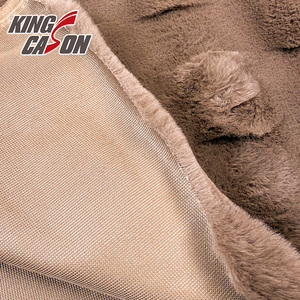 KINGCASON Fabrication directe 100% polyester 235cm 320gsm Marron Couleur unie Nouveau motif carré 3D Fourrure de <span class=keywords><strong>lapin</strong></span> pour literie turque - Product Image 3