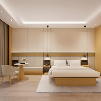 Solution tout-en-un pour hôtels : Ensemble complet de meubles en bois pour chambre d'hôtes, comprenant lit, étagère de rangement et armoire, pour l'hôtellerie