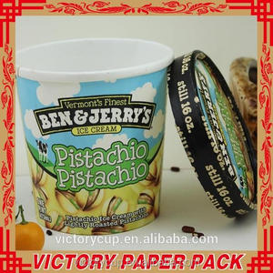 Taza de papel de helado de alta calidad con impresión de 473ml <span class=keywords><strong>pinta</strong></span> con tapa de papel - Product Image 3