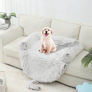 Lit pour <span class=keywords><strong>chien</strong></span> en fourrure de renard, peluche d'hiver, solide, apaisant, avec housse amovible et lavable, canapé-lit imperméable de luxe pour animaux de compagnie - Product Image 1