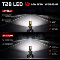 Faros LED de Alta Potencia T28 300W 12V 6000K con Controlador Externo, Luz Alta y Baja, Blancos, 9004 9005 9012 H8 H11 H13 IP68 H4 H7 para Autos