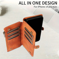 Étui de téléphone pour iPhone 16 Pro Max, étui à rabat avec porte-cartes, fermeture éclair, en similicuir PU, protection pour iPhone 15 14 13 12