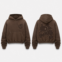 Sudadera con Capucha para Hombre, Personalizada con Logotipo OEM, 500gsm, Estilo Lavado a la Nieve, con Parches, al por Mayor, Fabricante de Ropa Urbana