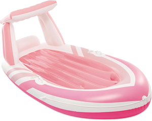 แพยางเป่าลมสีชมพูพร้อมหลังคาสำหรับผู้ใหญ่ - Product Image 1