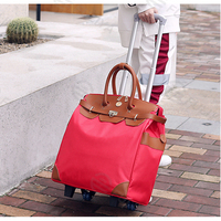 FULIYA Nouveau design vintage Sac à roulettes portable imperméable Grande capacité Sac de voyage Sac de voyage à roulettes