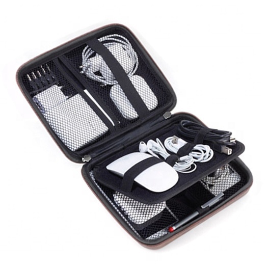 OEM ODM Waterproof EVA Electronics Travel Case Cable Storage Gadget Organizer Case Bag with Portable Pocket