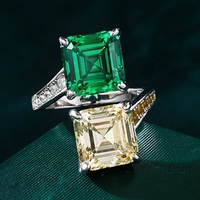 Zircon cubique forme carrée émeraude coupe anneau 925 en argent Sterling fête anneaux de mariage bijoux femmes cadeau