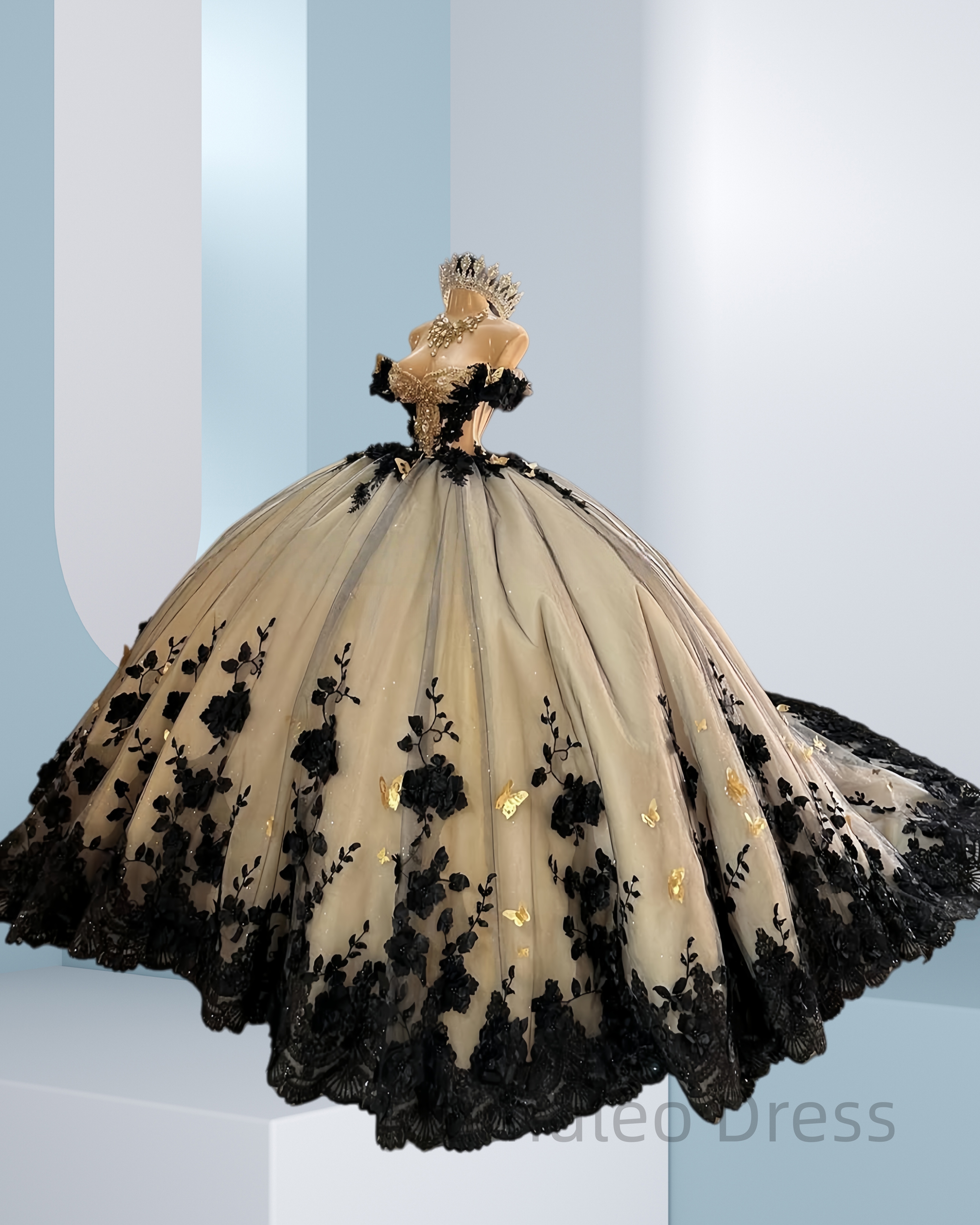 green emerald velvet dress Black Lace Applique Quinceanera Dresses Off The Shoulder Princess Dresses 21363 Custom Colors / US8