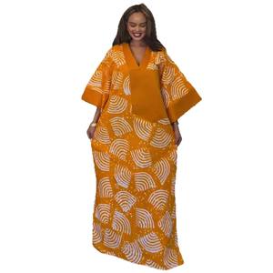 <span class=keywords><strong>Vestido</strong></span> largo informal holgado con cuello en V y <span class=keywords><strong>manga</strong></span> murciélago, estampado antiestático, para mujer, estilo europeo-americano, otoño - Product Image 5