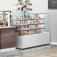 Vitrine de présentation de pâtisserie chaude en verre carré de 1500 mm en gros