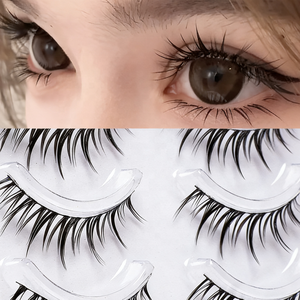 JIEJIE Faux cils en <span class=keywords><strong>coton</strong></span> plastique réutilisables, sans colle, sensation aérienne, motif dessin animé, faits à la main, effet mouillé, épaisses, bouclées, <span class=keywords><strong>tiges</strong></span> noires - Product Image 3