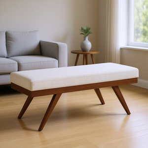 Banc ottoman du milieu du siècle avec pieds en bois et finition platine, meubles de salon, design moderne durable pour la décoration de la maison - Product Image 2