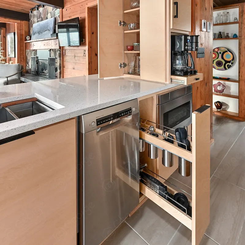 Moderne L-Form hydraulische Küchenschränke einfaches Design für kleine Küchen