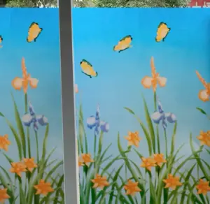 Yellow flowers Butterflies decorative window film frosted PVC film glass film factory big roll 0.9*50m