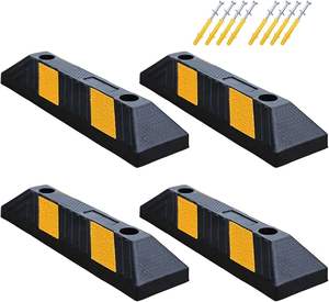Fermacarro Resistente Nero Giallo Riflettente in Gomma <span class=keywords><strong>per</strong></span> <span class=keywords><strong>Garage</strong></span> e Parcheggi, Blocca Ruote e Paraurti - Product Image 1