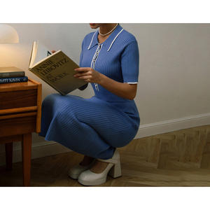 เดรสไหมพรมคอวี แขนสั้น ทรงเอ ระบายอากาศดี ดีไซน์กระดุม รุ่นใหม่ประจำฤดูร้อน ปี 2026 เอวสูง สไตล์ลำลอง สวยสง่า - Product Image 4