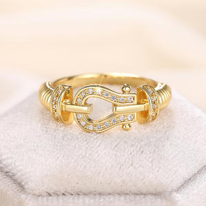 Anello da Donna T0715 Placcato Oro 22k con Diamante Taglio a Cuore Sintetico Coltivato in Laboratorio per Uso Quotidiano - Product Image 3