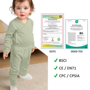 工場直販価格 ソフトで快適な無地オーガニックコットンベビーパンツ 普段着 ベビーパンツ 男の子 女の子用 - Product Image 2