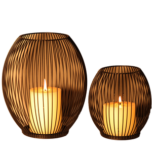 Imaiwill Nordic Modern <b>Black</b> Metal <b>Candlestick</b> <b>Holders</b> Golden Iron Lantern Stand Handmade Durable Home Decor Birthday Wedding - Product Image 2