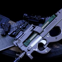 Accessoires d'animation de jeu d'évasion Jedi P90 mitraillette, vente en gros, porte-clés personnalisé, jouet pistolet de simulation entièrement métallique détachable