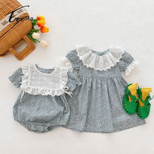 Baju Musim Panas Bayi Baru Lahir Pakaian Bayi Perempuan Motif Bunga Romper Lengan Pendek Set Pakaian Bayi - Product Image 2