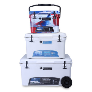 Plastic Delivery Box Plastic Cooler Box 35QT Hard Fishing Sided Plastic Ice Cooler Large Capacity ROTR3500 Insulated Hard Cola Bottle Lunch Delivery Coke Cooler Box