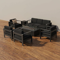 Conjunto de Sofás Modulares de Aluminio para Patio Exterior, Moderno y Lujoso, Resistente a la Intemperie, con Asientos Profundos, para Jardín, Terraza, Balcón o Porche