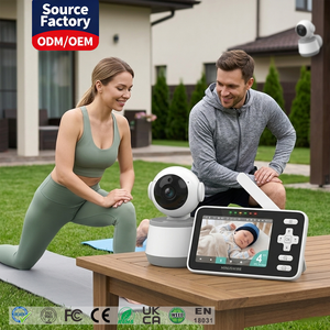 จอภาพสำหรับดูแลเด็กแบบ IPS 720P HD WiFi ขนาด 5.5 นิ้ว พร้อมแบตเตอรี่แบบชาร์จได้ขนาด 5000mAh ระยะใช้งานได้ไกล 1,000 ฟุต พร้อมเพลงกล่อมเด็ก 8 เพลง - Product Image 1