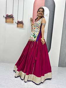 Motedo Lehenga Choli traditionnel indien, spécial Navratri, 6 mètres, grande ampleur, lourd, en Georgette et filet, avec broderie miroir authentique, pour soirée - Product Image 5