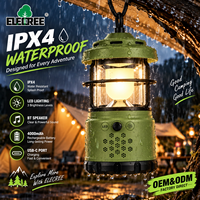 ELETREE Lampe LED portable légère en ABS durable avec haut-parleur Bluetooth rechargeable pour le camping, les voyages et les activités de plein air