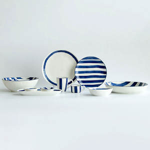 Tasse Joyye en céramique à café, 1 pièce, peinture à la main, ligne bleue, transparente, glacée, 180 ml - Product Image 6