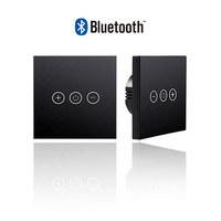 Bilihondim BLE Mesh5.0 1 canal Noir Panneau tactile intelligent Variateur d'intensité Contrôle via l'application Tuya Encastrable sans fil neutre 200W