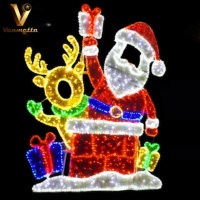 Décoration LED Père Noël avec rennes, cadre photo de Noël, motif traîneau 2D, spectacle de lumière, éclairage extérieur étanche, thème lumineux
