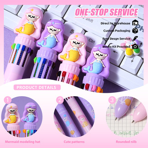 मत्स्यांगना 10-रंग बल्लपॉइंट पेन थोक कस्टम लोगो के लिए उपलब्ध - Product Image 5