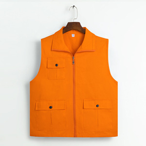 เสื้อกั๊กคอปกผ้าฝ้ายสีเหลืองทอง ชุดทำงานผู้ชาย มีกระเป๋าหลายช่อง ซิปด้านหน้า ชุดทำงาน ไซส์ M - Product Image 3