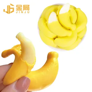 Doces de goma macia personalizados em forma de fruta, doces de gelatina de banana descascados 4D