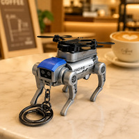 Porte-clés créatif en plastique en forme de robot chien mécanique pliable, accessoire pour sac à dos d'étudiant et voiture, breloque cadeau