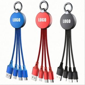 Cable de Carga Micro-USB 3 en 1 de Nailon Ecológico con Logotipo Personalizable, Conductor de Cobre Puro, Abrebotellas, Llavero de 16 cm para - Product Image 1