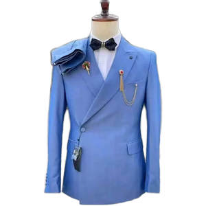 Traje de Negocios Personalizado para Hombre, Talla Grande, Antiestático, de Algodón, Diseño de Cadena Azul, Alta Calidad, S2296R - Product Image 1