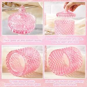 Vases et pots en verre géométrique givré noir doré électrolytique en gros avec couvercle pour bougies - Product Image 3