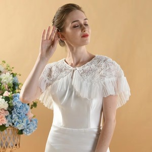 Châle de mariée D1359 en dentelle patchwork <span class=keywords><strong>rose</strong></span> avec décoration - Product Image 1