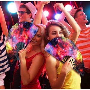Stock suffisant – Grand éventail en bambou de 33 cm (13 pouces) avec motif laser argenté en PVC, idéal pour les fêtes et les clubs - Product Image 6
