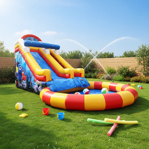 Tobogán Acuático Inflable de PVC y Piscina Elevada para Uso Residencial en Exteriores - Product Image 1