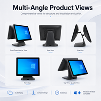 Terminal de point de vente à double écran de 15,6 pouces avec écran tactile intégré, pour restaurant, café, commerce de détail, comptoir, compatible Windows/Android