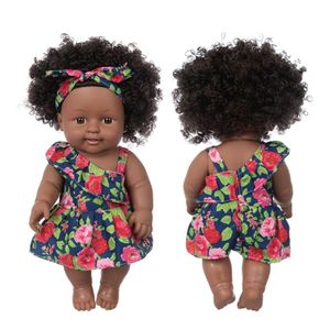 Black Dolls Baby 30 Cm Tall Real Life Look Vinyl Girl Doll Black Skin Dolls Con Afro Hair - Product Image 1