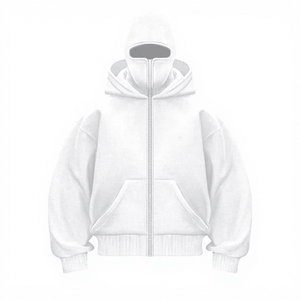 Unisex Oversized Hooded Zip-Up Sweatshirt Solid Color Casual Autumn Wear Long Sleeve Fleece Pocket Design 100% Cotton - Product Image 4