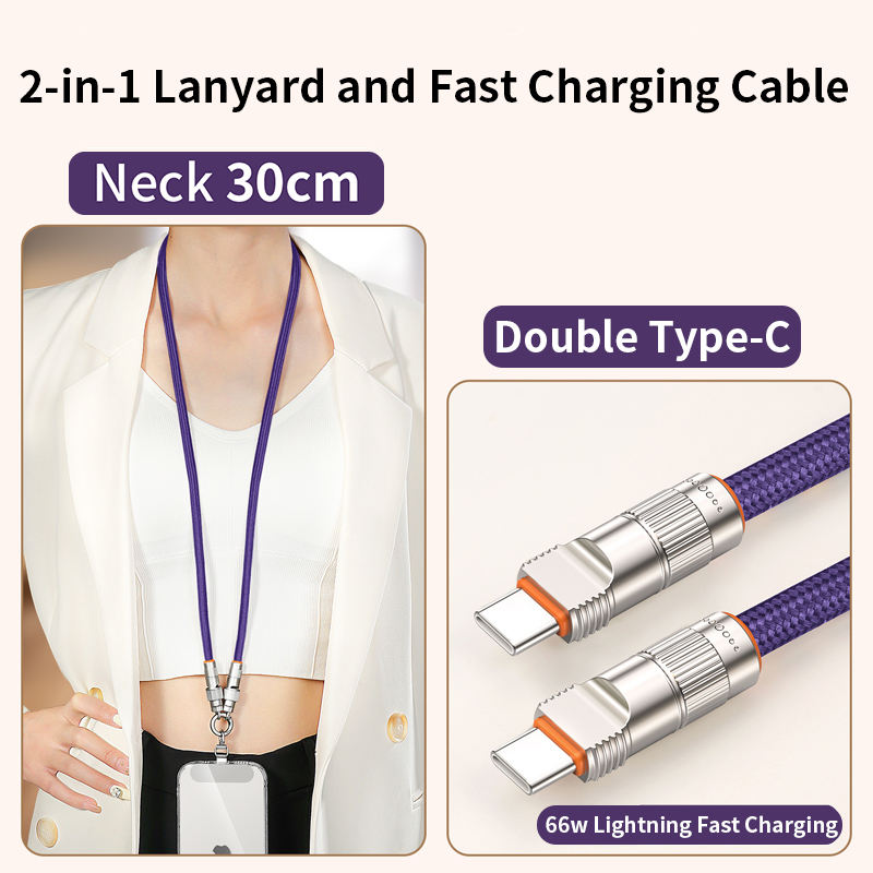 Double Type-C-Neck Strap -Purple
